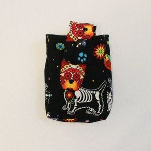 Small Día de los Muertos Dog Pouch Medical Inhaler Accessory Case with Be